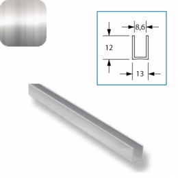 U profils 2.5m F/8mm alu.pulēts h-13mm