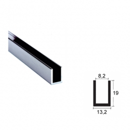 U profils 2.5m F/8mm alu.pulēts h-13mm