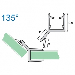 U profils 6mm stikls/stikls 135 2.5m