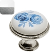 Rokturis poga D26mm Blue Rose, porcelāns/ant.niķ.