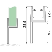 U profils 10mm stikls/grīda 2.5m