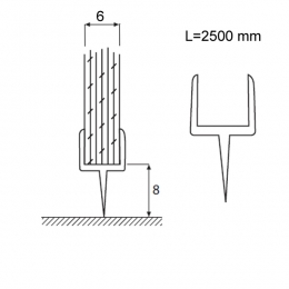 U profils 6mm stikls/grīda 2.5m