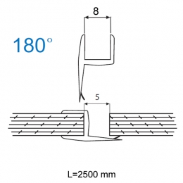 U profils 8mm stikls/stikls 180 2.5m
