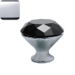 Rokturis poga Crystal 20mm, hroms+melns kristāls, GTV